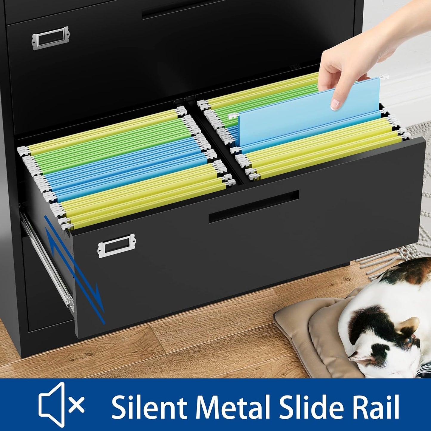 5 Drawer Lateral File Cabinet Lockable Metal Office Storage