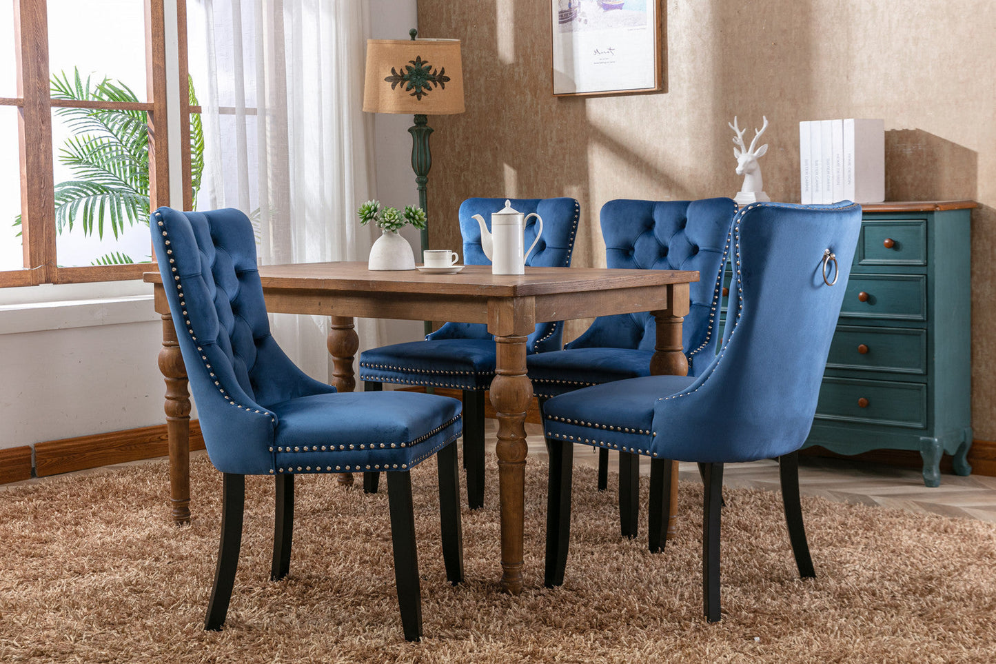Nikki Collection Modern Tufted Velvet Upholstered Dining Chair Set of 2