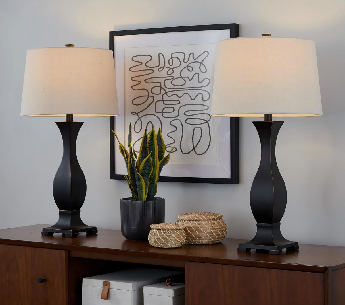 29" Contemporary Polyresin Table Lamp in Oil Rubbed Bronze