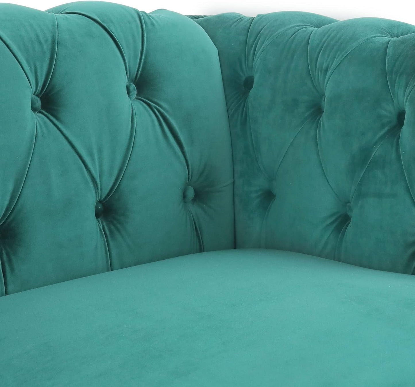 Green Velvet Chesterfield Living Room Set Including Sofa Loveseat and Club Chair