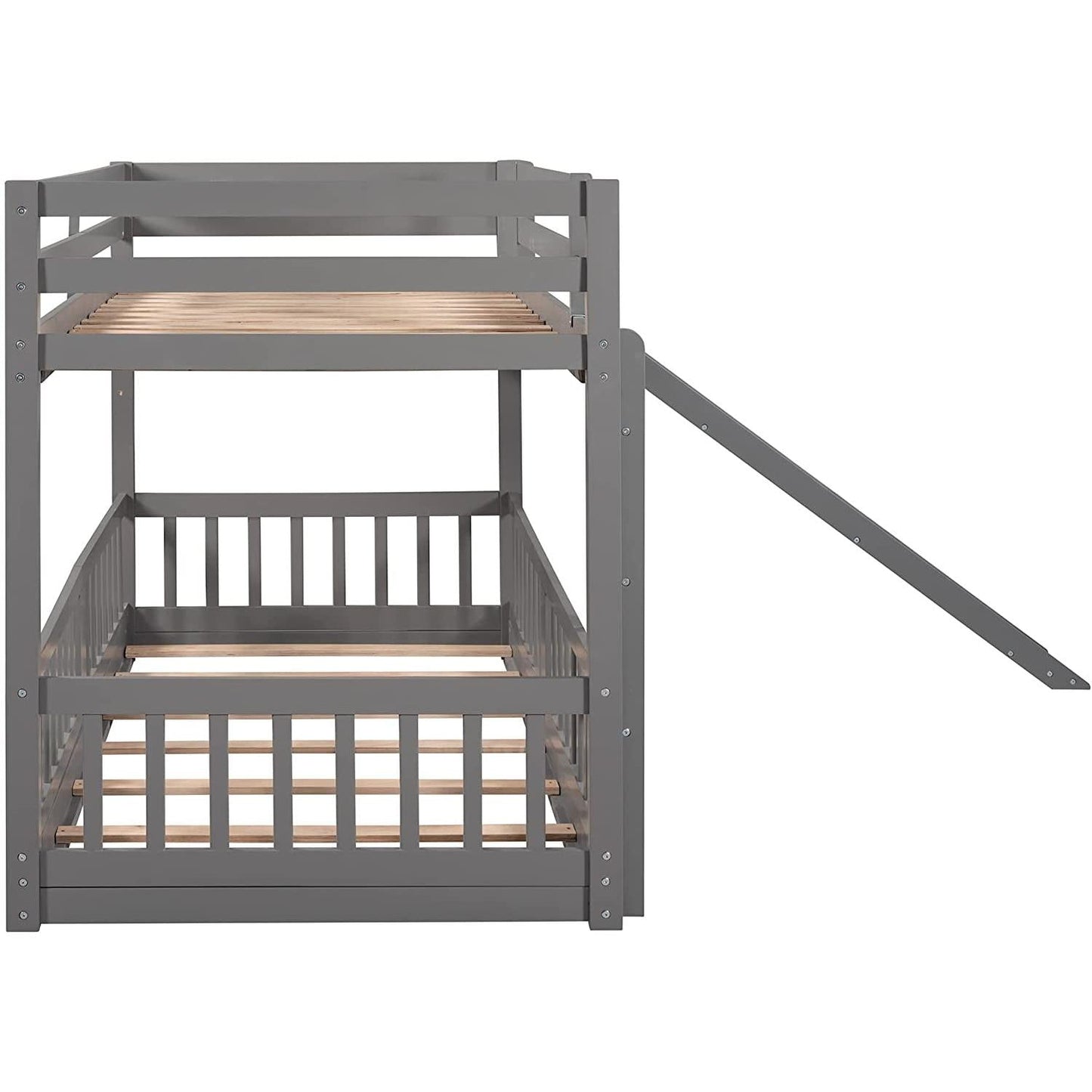 Twin Metal Bunk Bed Frame Black With Convertible Ladder