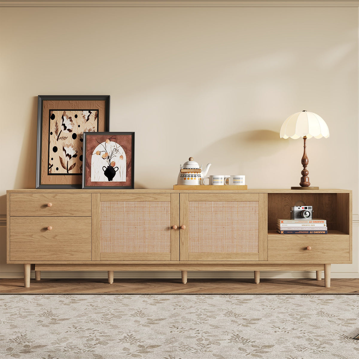 Boho TV Stand for 65, 75, 85 Inch TV