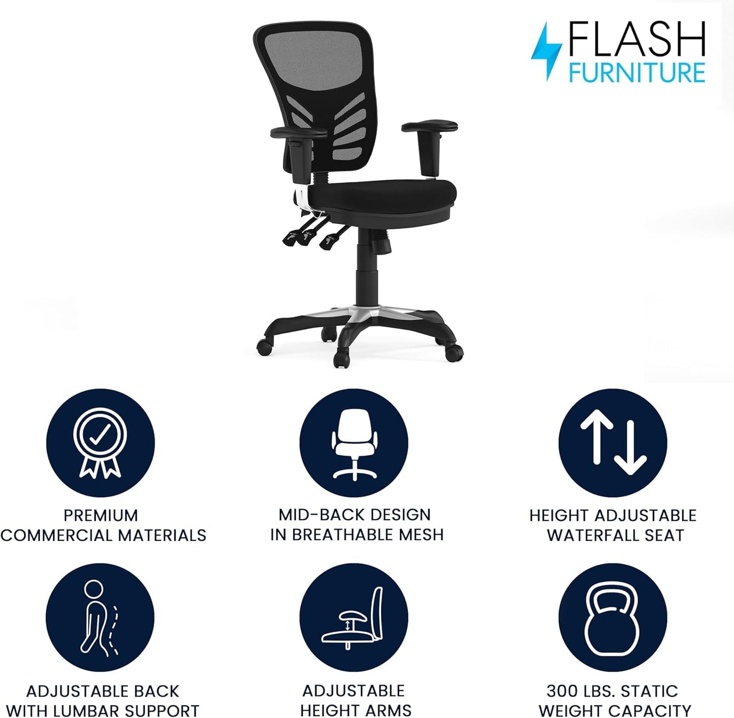 Ergonomic Mesh Office Chair With Adjustable Lumbar Black