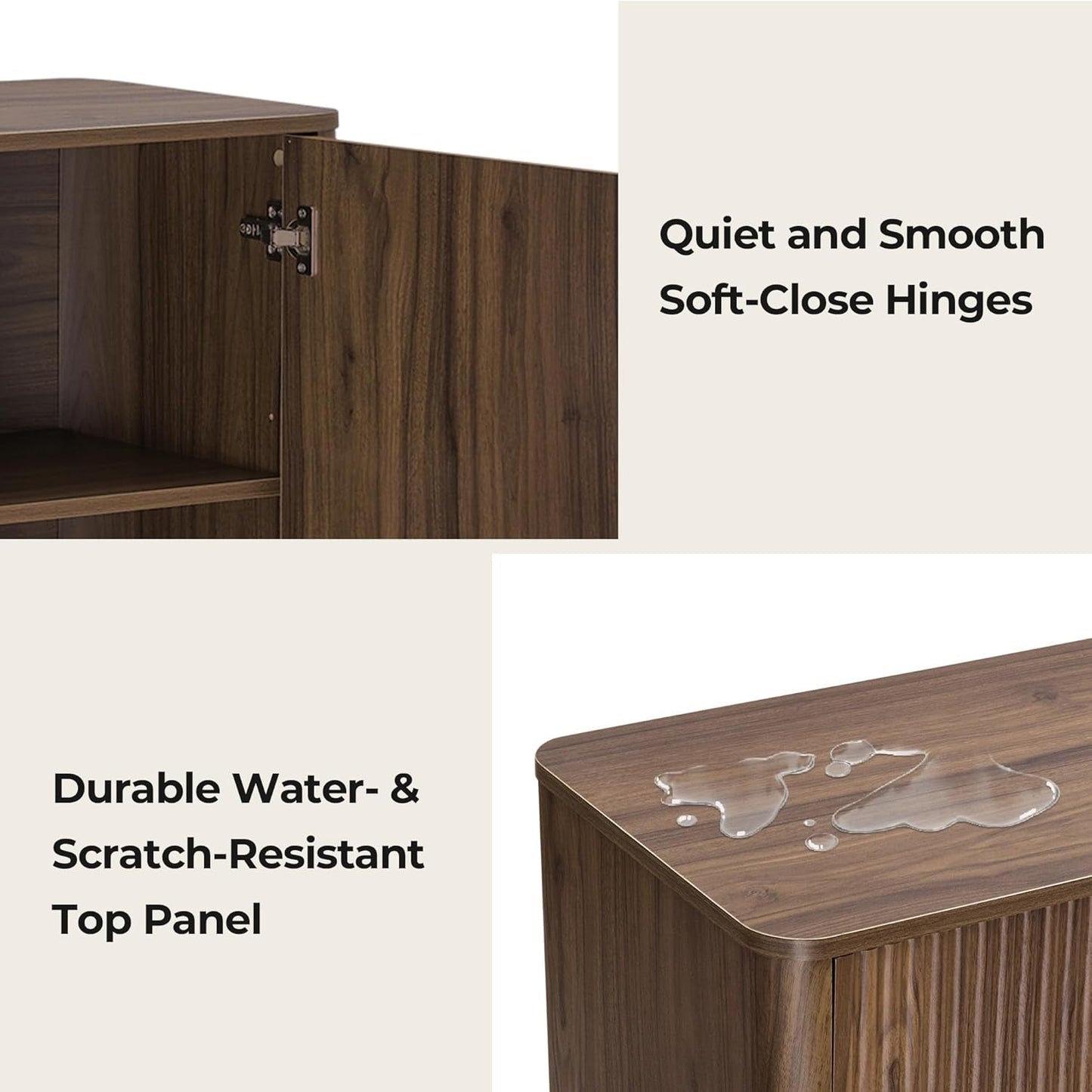 62 Inch Walnut Sideboard Buffet With Adjustable Shelves