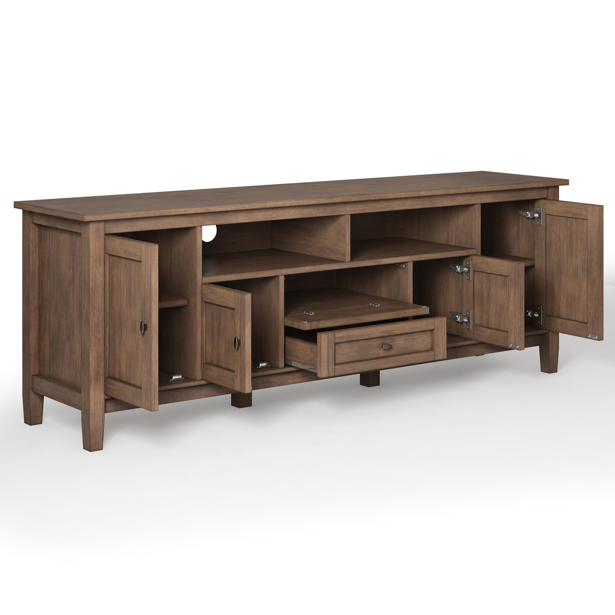 Warm Shaker 72 Inch Wide Solid Wood TV Stand in Rustic