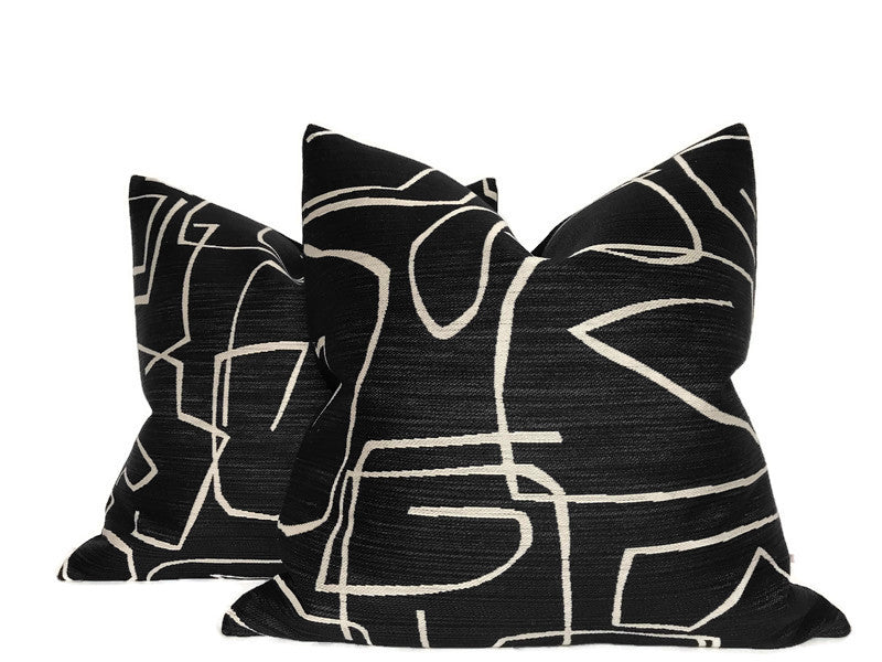 Abstract Pillow Cover in Black, Kravet Woven Textiles