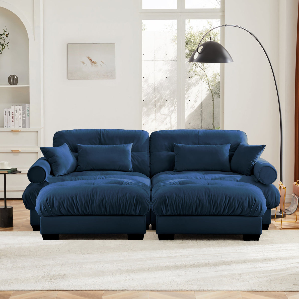 Over Size Modern Two-Seater Sofa with Ottoman