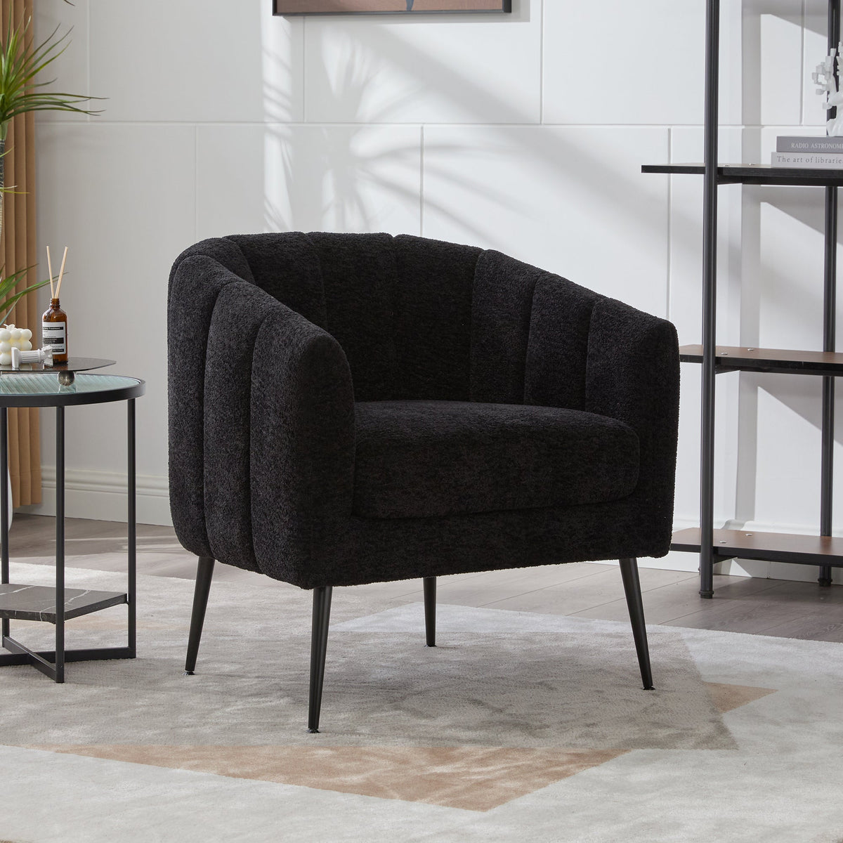 Modern Upholstered Chenille Barrel Accent Chair