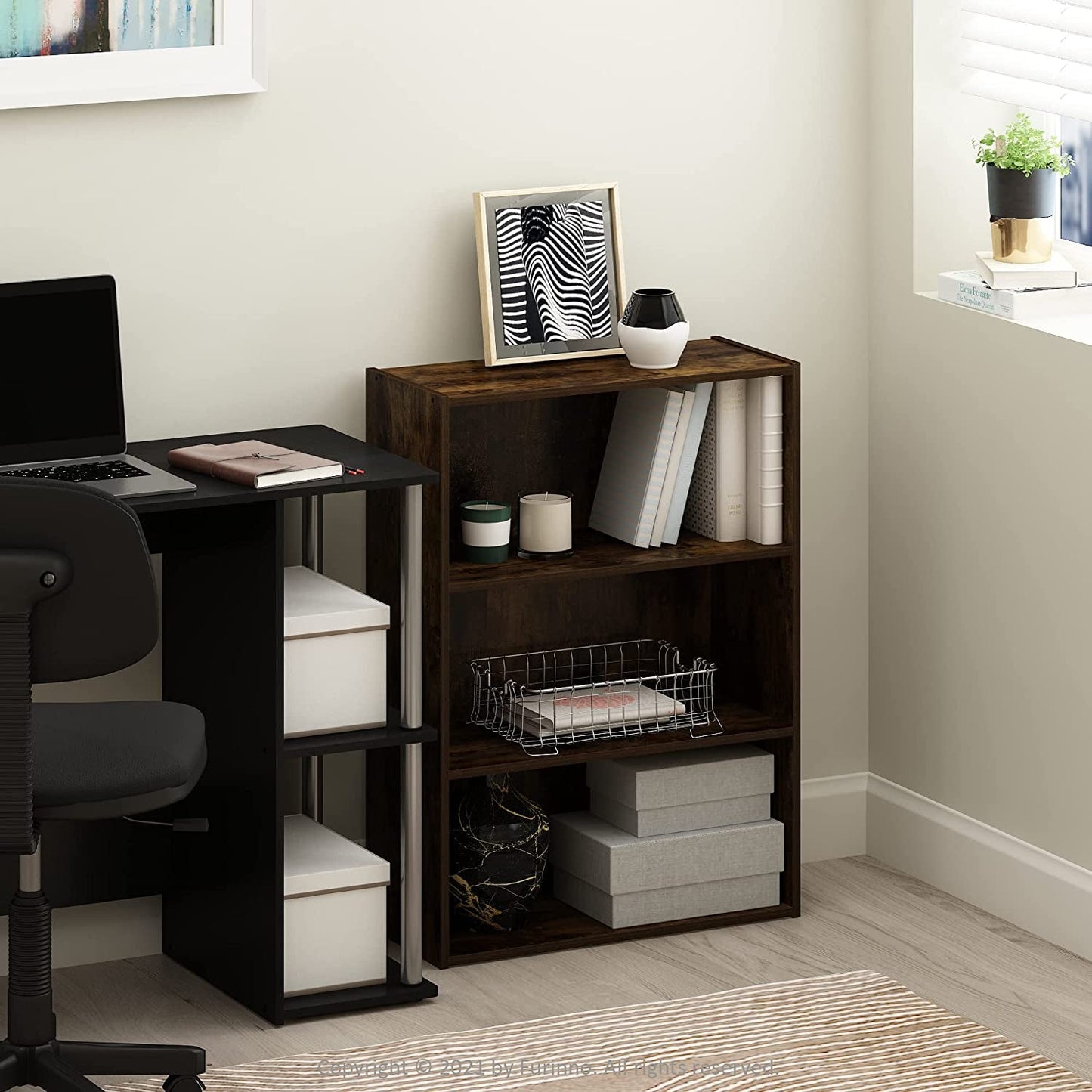 Pasir 3 Tier Open Shelf Bookcase Amber Pine Finish