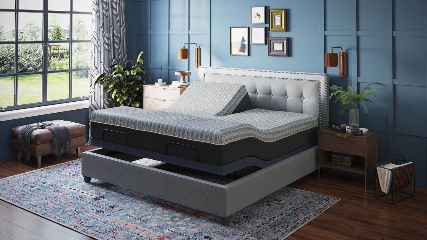 BT3000 Split Top King Adjustable Bed Base With Head and Foot Position Adjustment