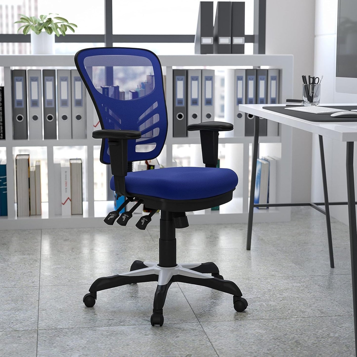Ergonomic Mesh Office Chair Blue With Adjustable Lumbar