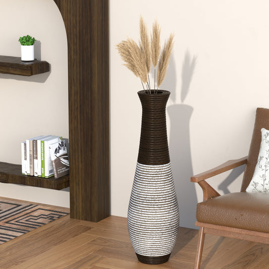 39-Inch Tall Standing Designer Floor Vase - Durable Artificial Rattan - Elegant Two-Tone Dark Brown Finish - Ideal Decor Accent for Living Room, Bedroom, Entryway - Stylish Home Decor Statement Piece