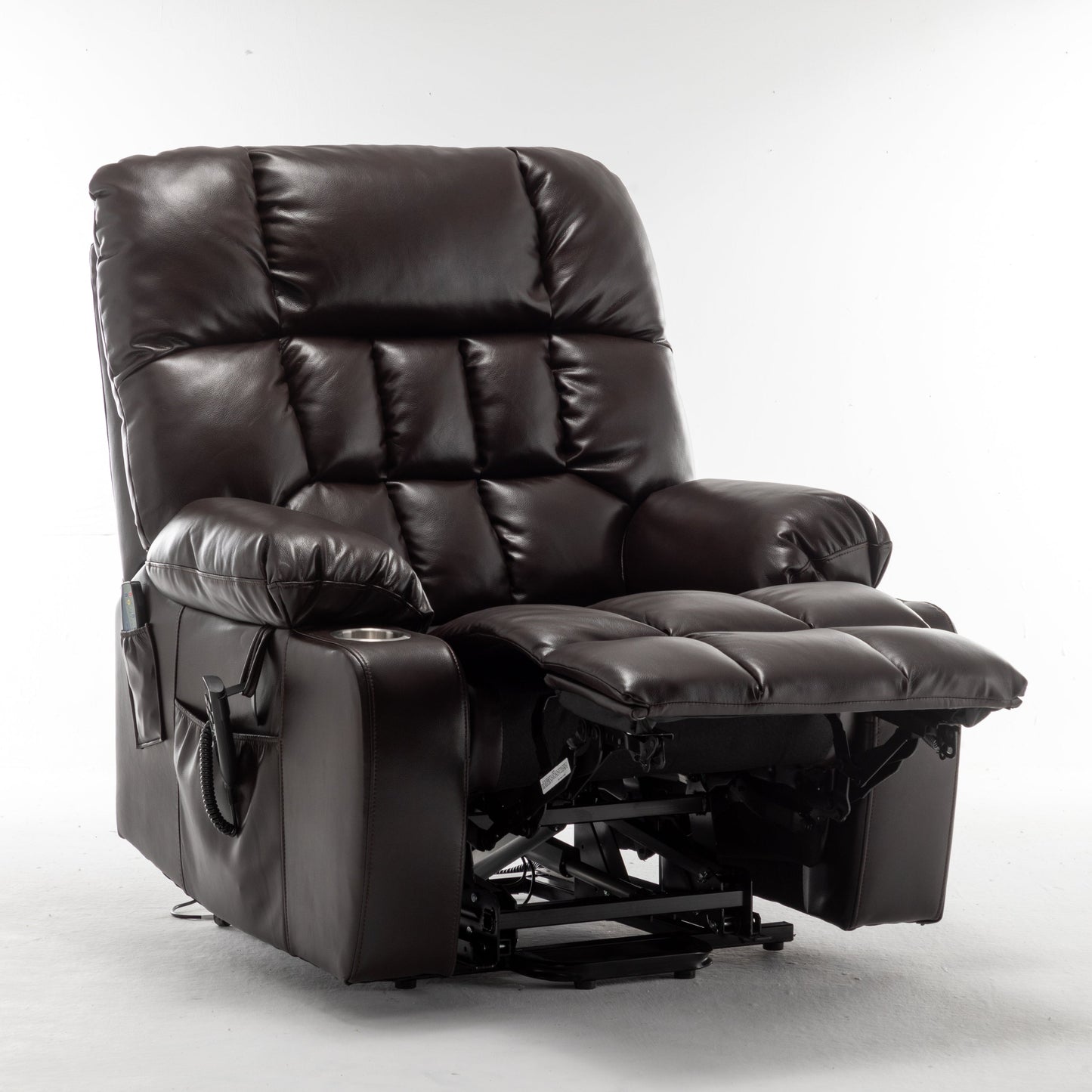 Lift Chair for Big and Tall Person with Inconvenient Legs: High Density Foam Lift Sofa with Heat and Massage, 2 Pockets, 2 Cup Holder, 2 Remote, OKIN Motor