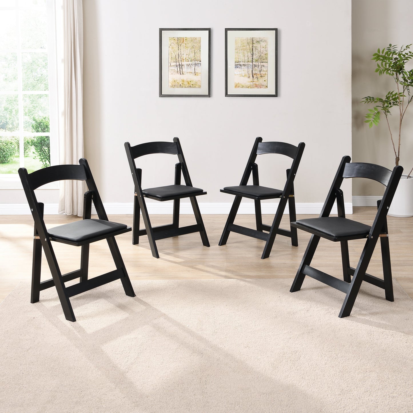 Upholstered Folding Chair Set of 4