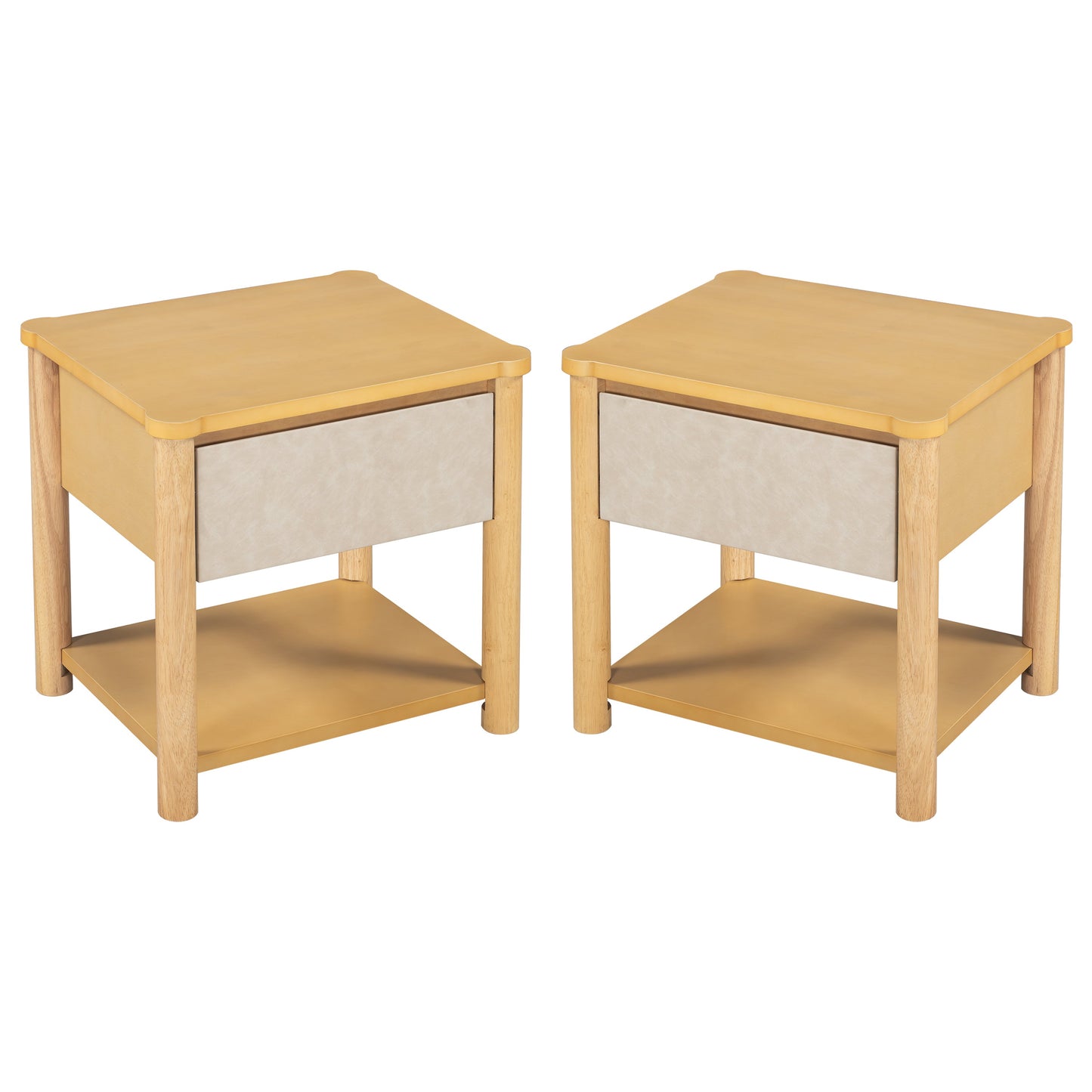 Wood Nightstand Set - Modern Nightstands with Drawer