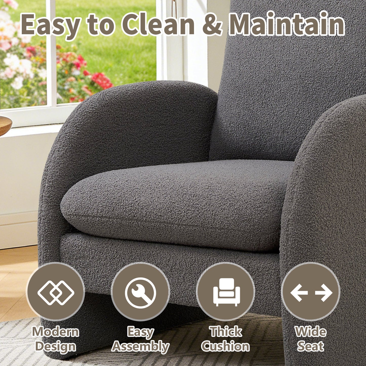 Modern Sherpa Upholstered Accent Chair