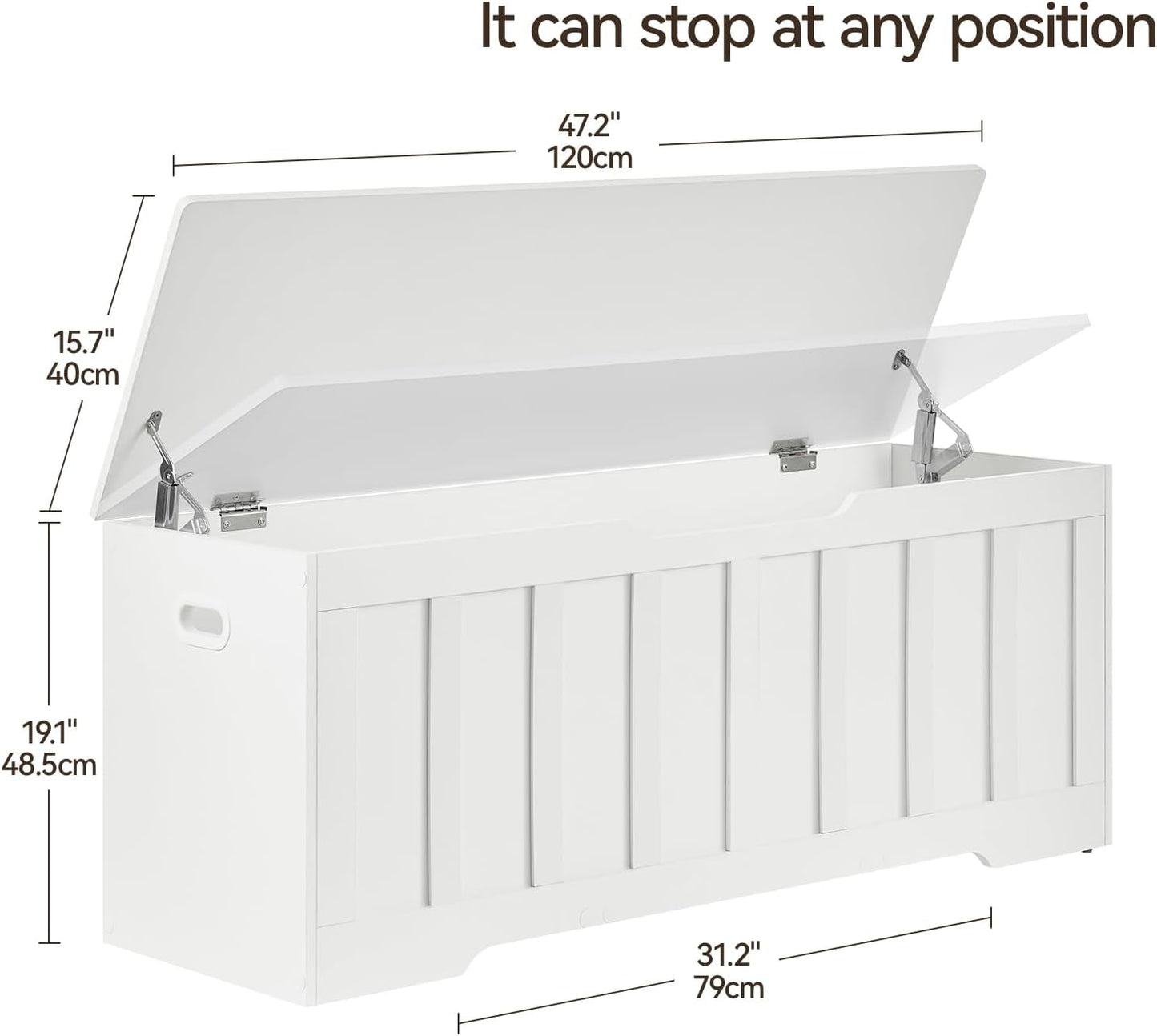 ExtraLarge Storage Chest White Wood Bench Hinges Durable