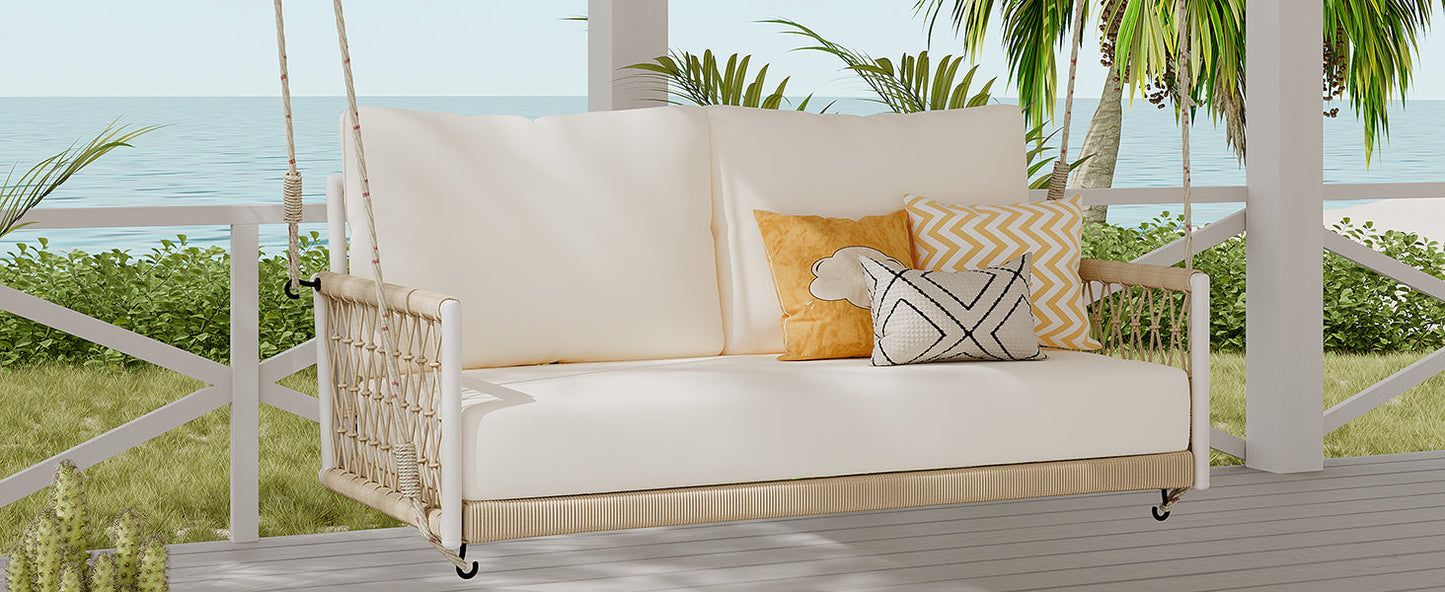 TREXM 1-Piece Woven Rope Outdoor Swing Sofa