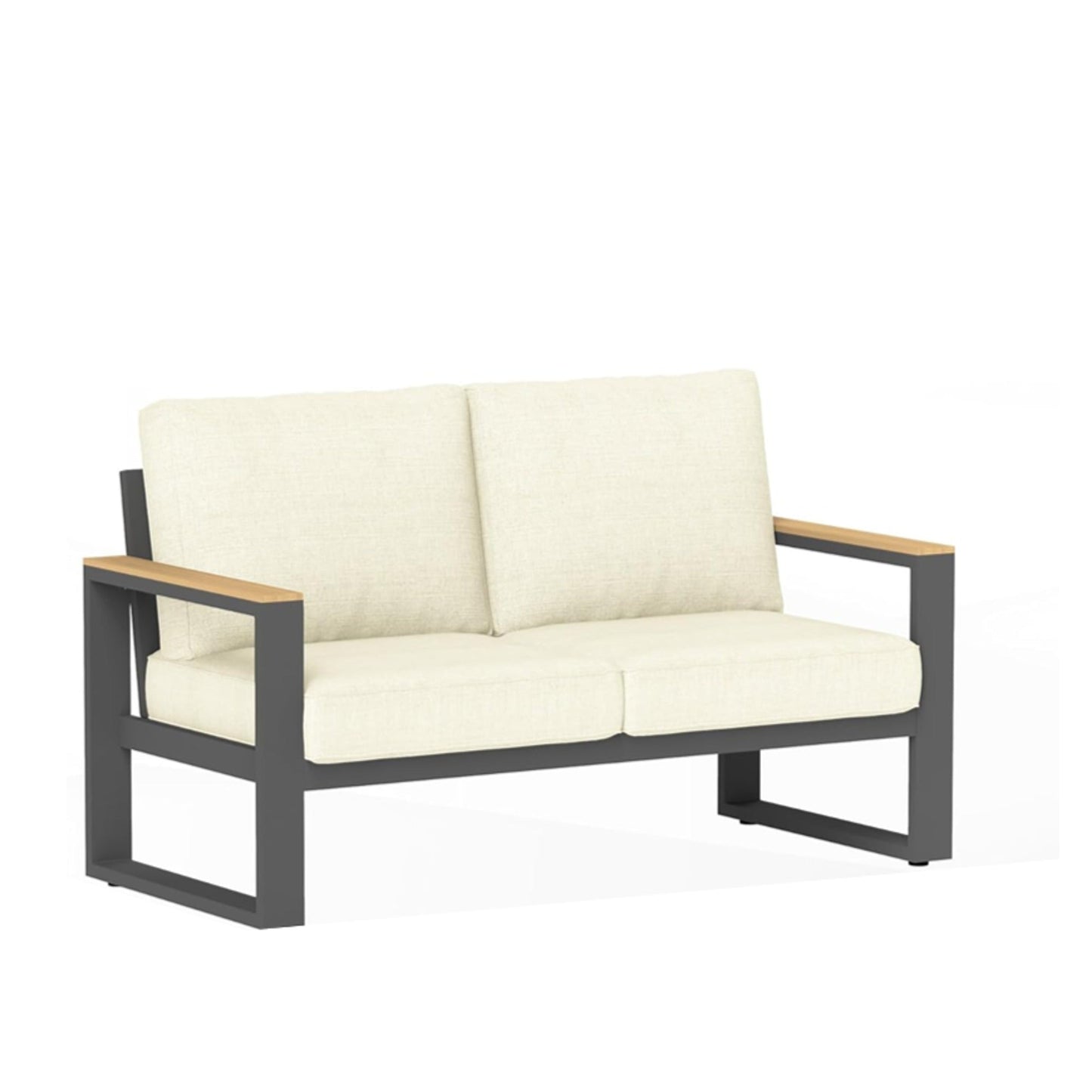 52" All-Weather Aluminum Patio Loveseat Sofa with Thick Cushions