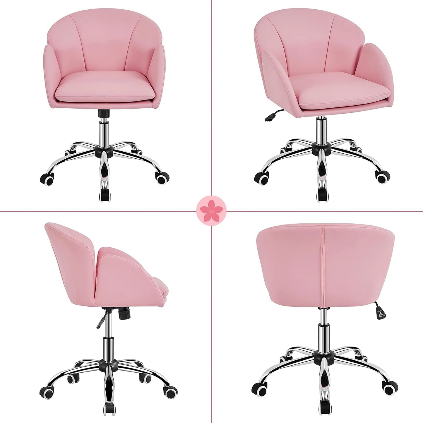 Pink Petal Desk Chair Swivel Upholstered Office Chair