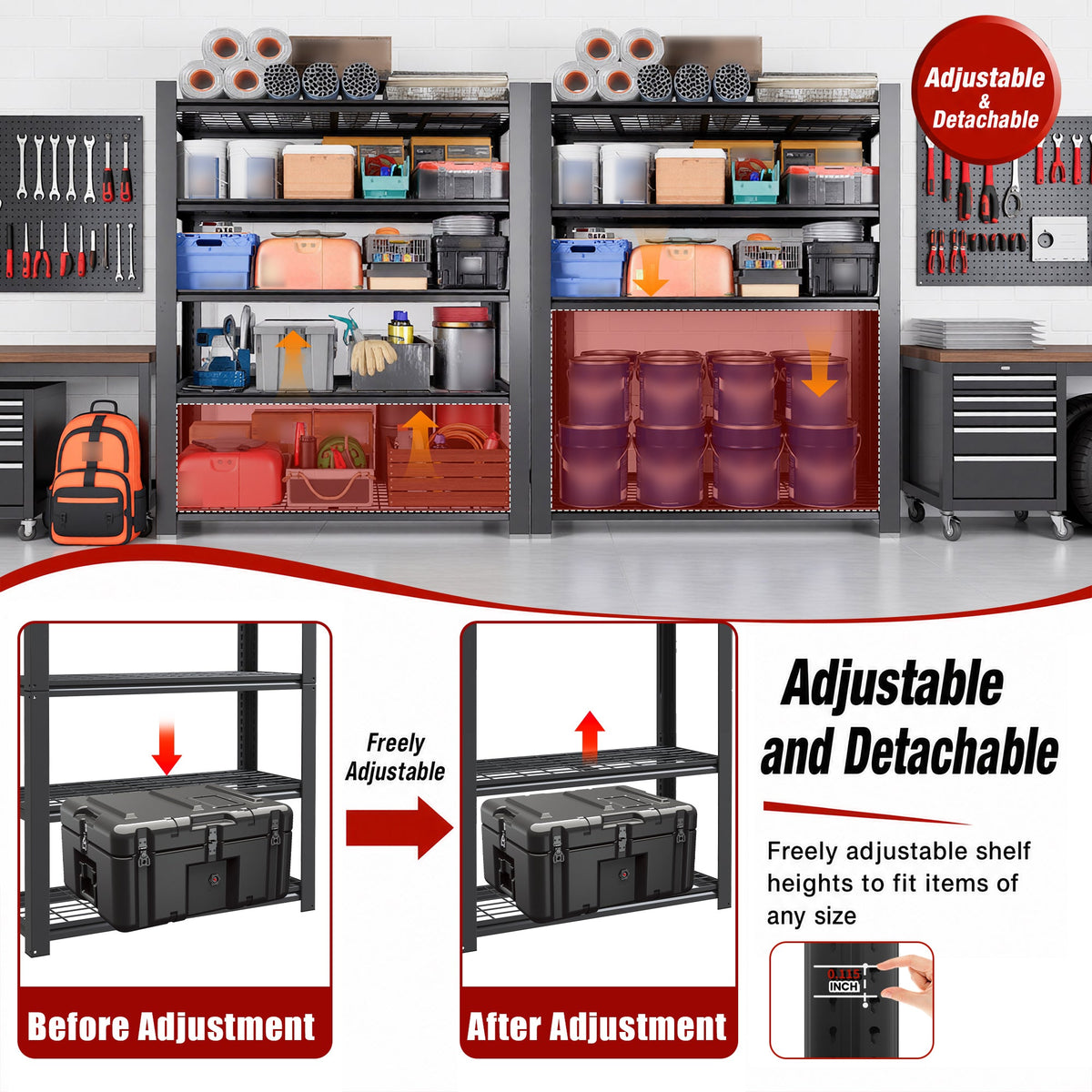 72"H 5-Tier Adjustable Heavy Duty Shelving Rack