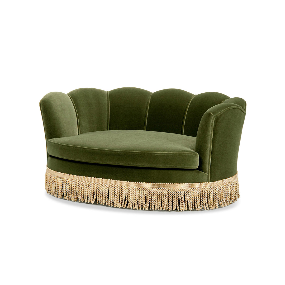 Clara 34.5" Scalloped Pet Sofa Bed, Medium, Olive