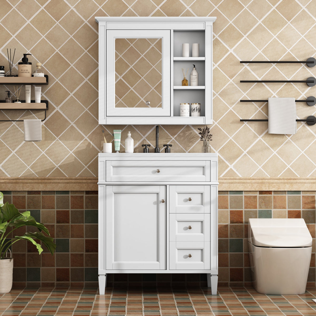 30" Bathroom Vanity with Top Sink and Storage Cabinet