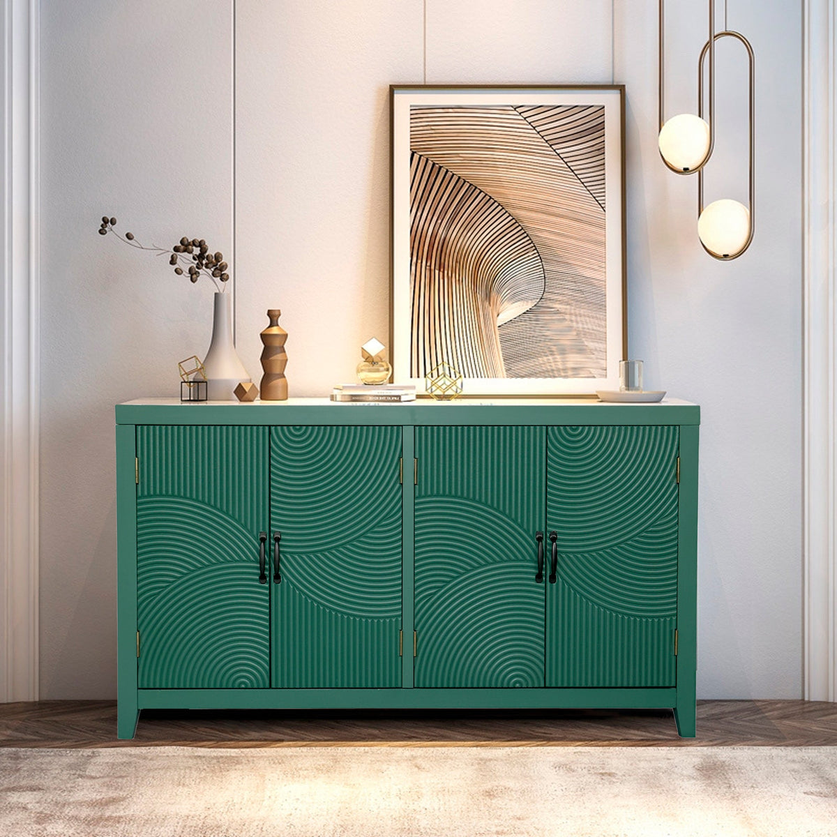 59" Green Accent Cabinet with 4 Doors