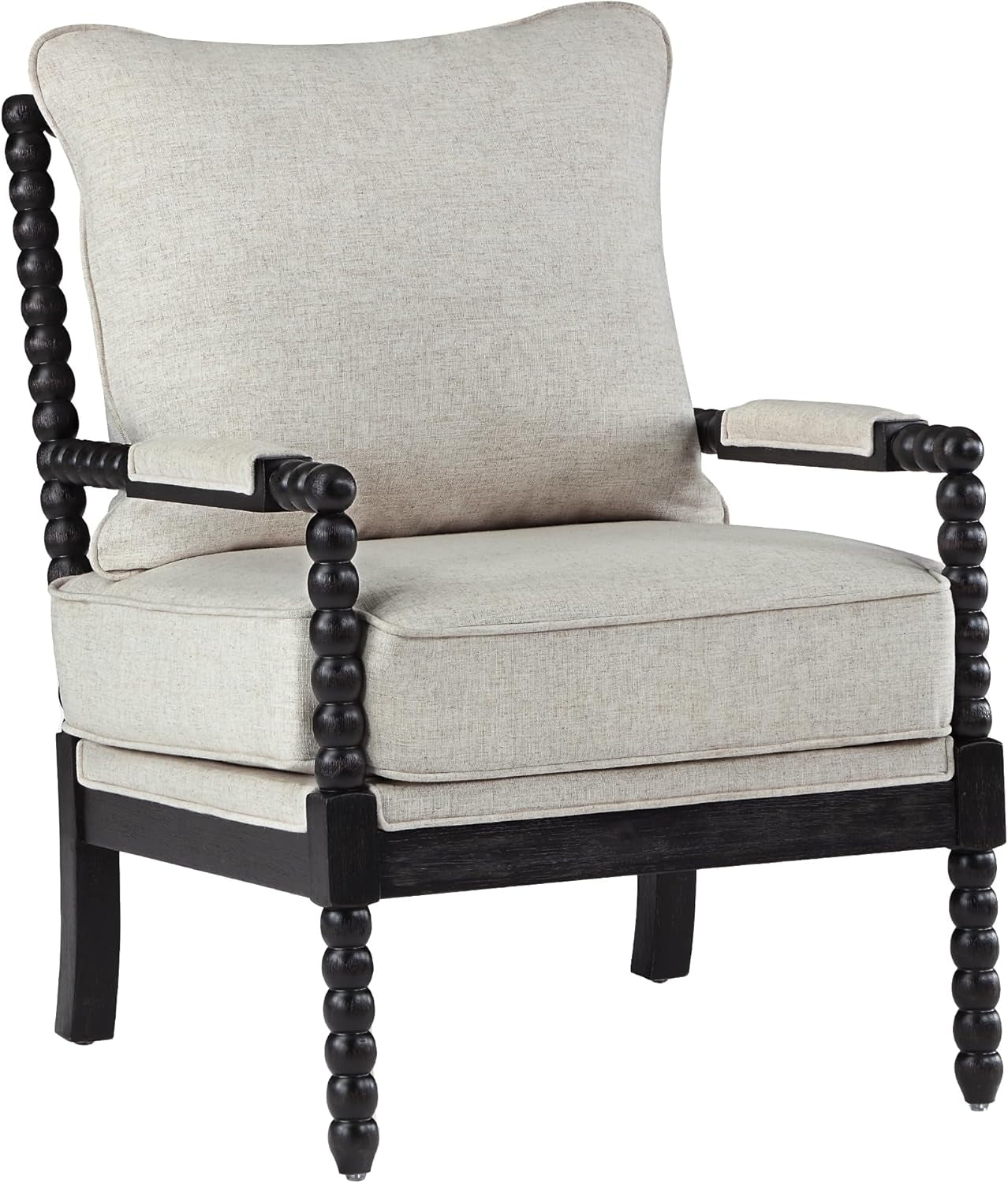 European Linen Spindle Armchairs Set Pair Cushions