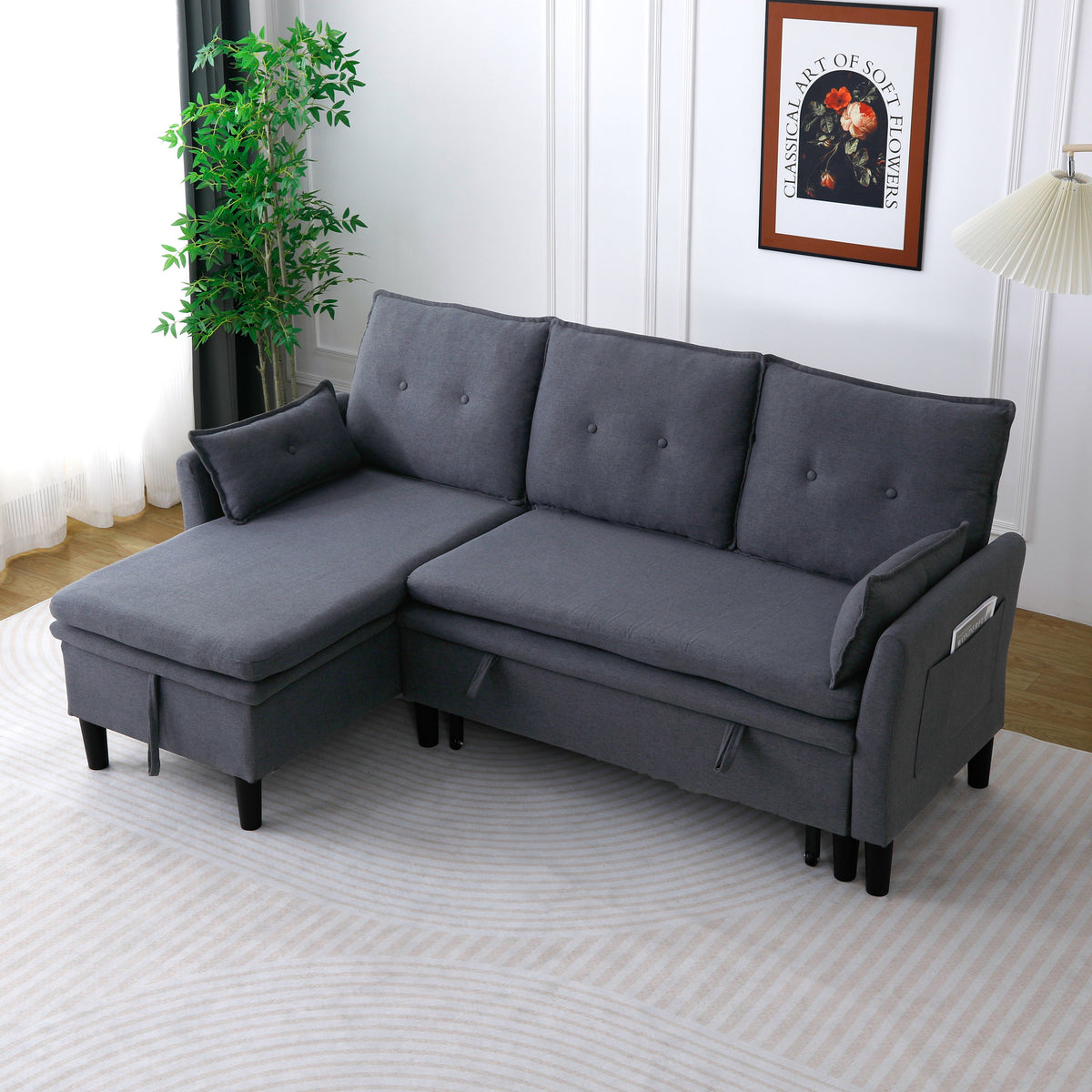L-Shaped Reversible Chaise Sectional Sofa with Storage