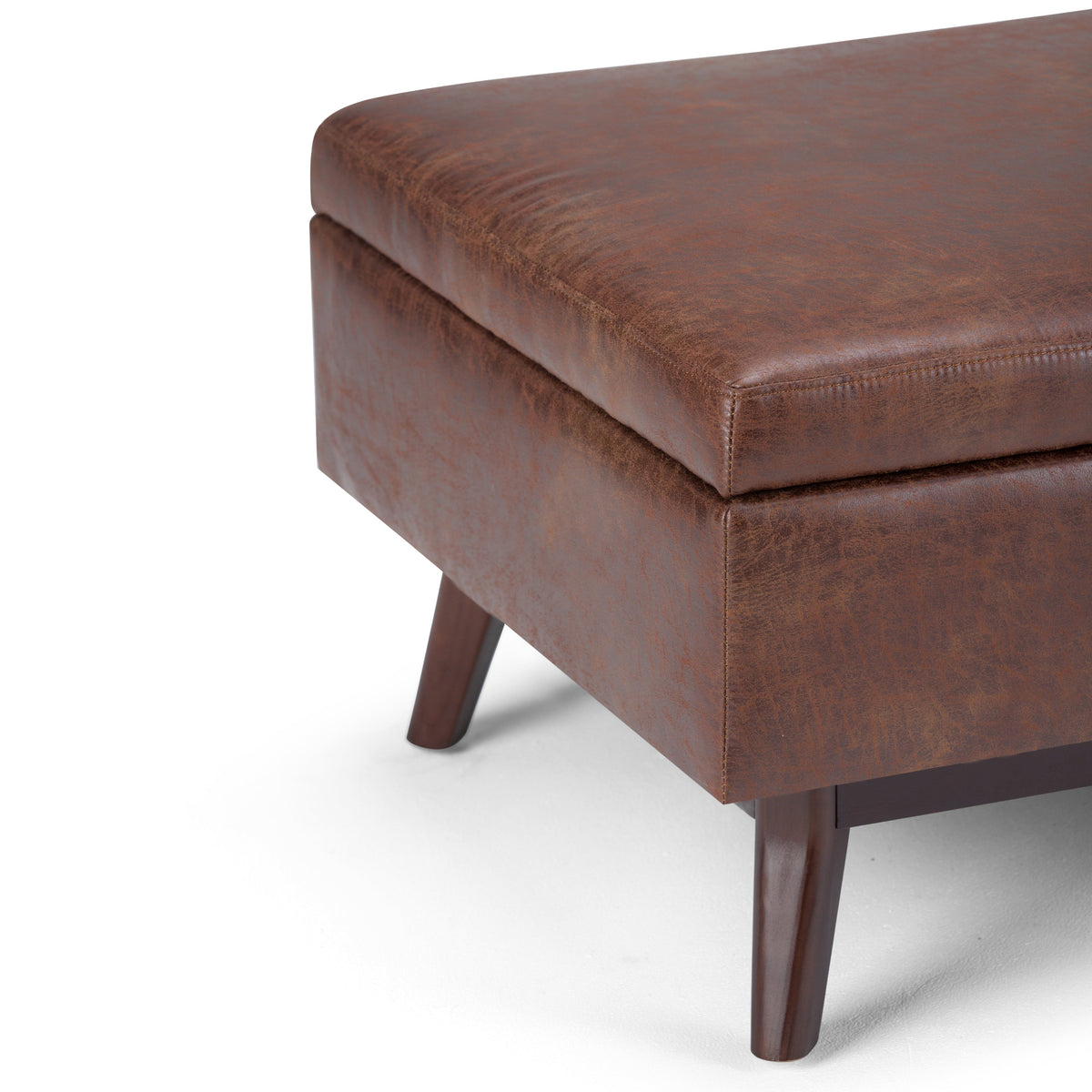 Owen 34 Inch Wide Coffee Table Storage Ottoman in Distressed Saddle