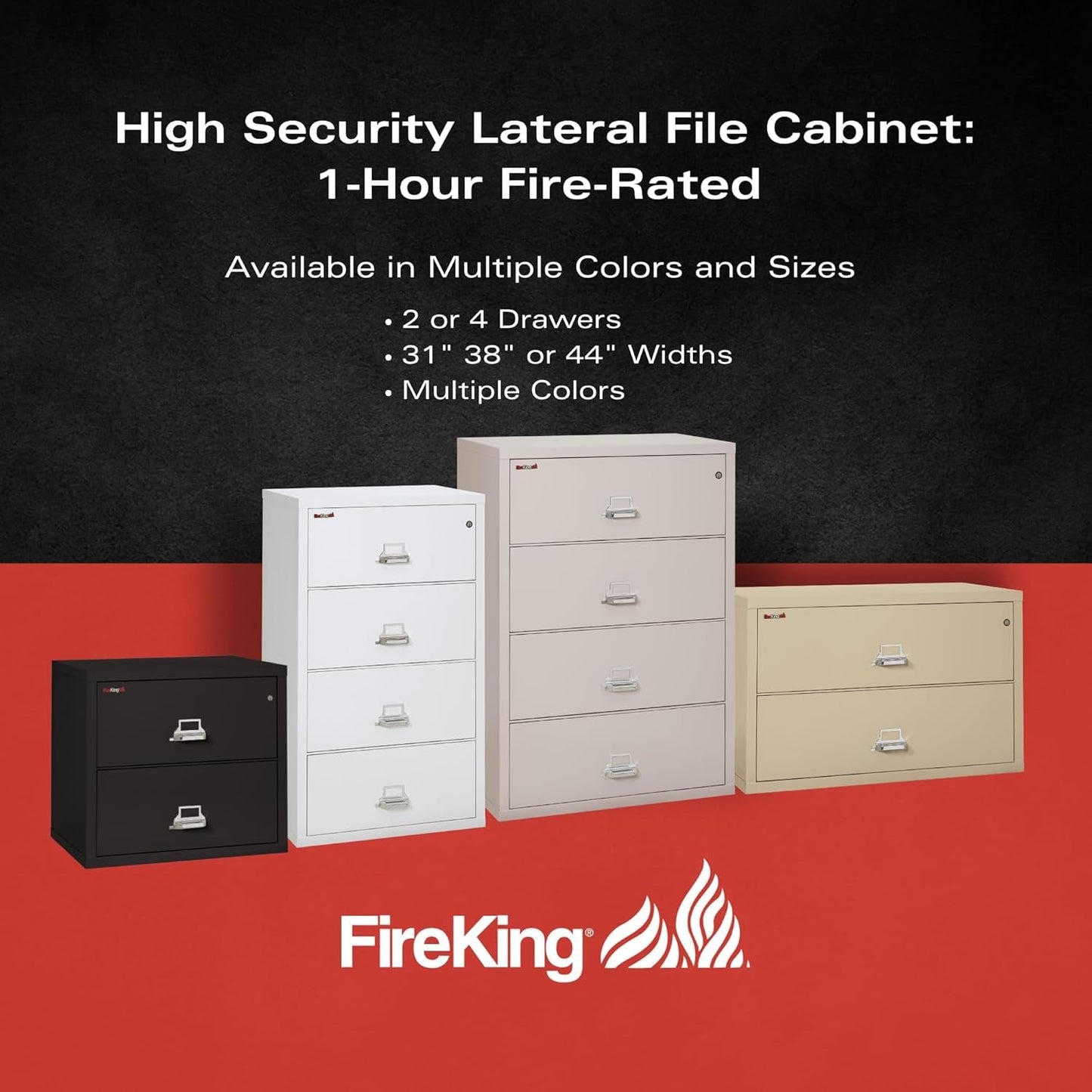 White 4 Drawer Fire Safe Lateral File Cabinet 1 Hour