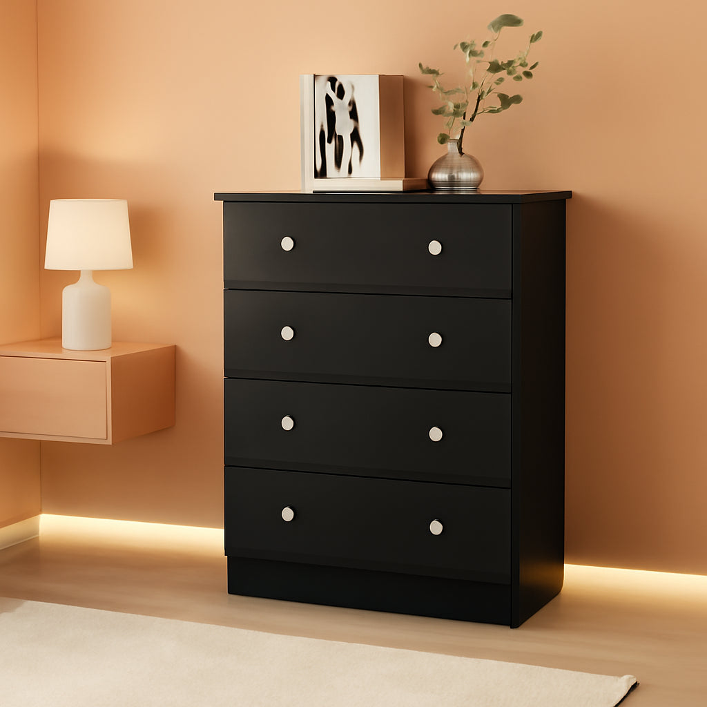 4 Drawer Dresser With 4 Tier Storage For Bedroom Use