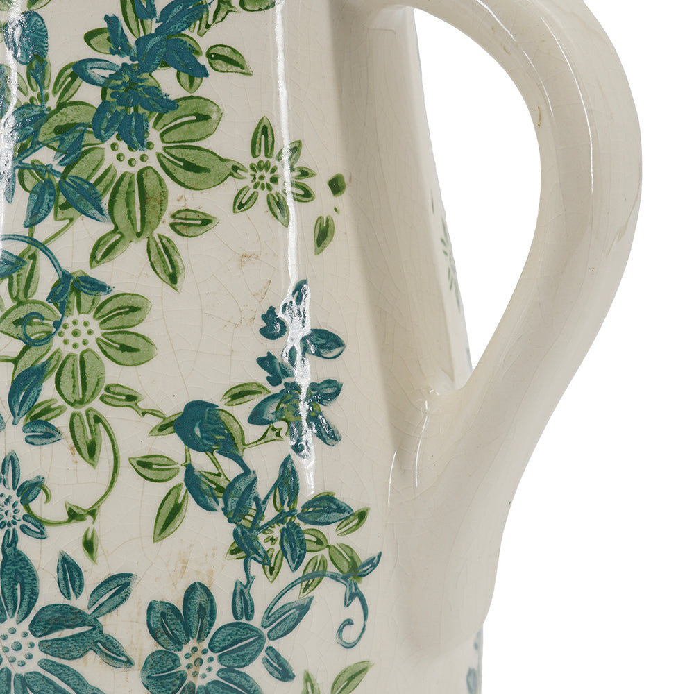 7.9x5.9x9.4" Floral Pitcher Vase