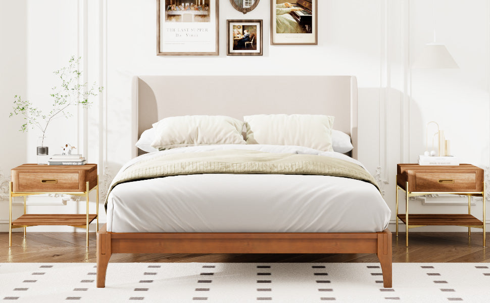 King Size Solid Dry Bamboo Wood Platform Bed