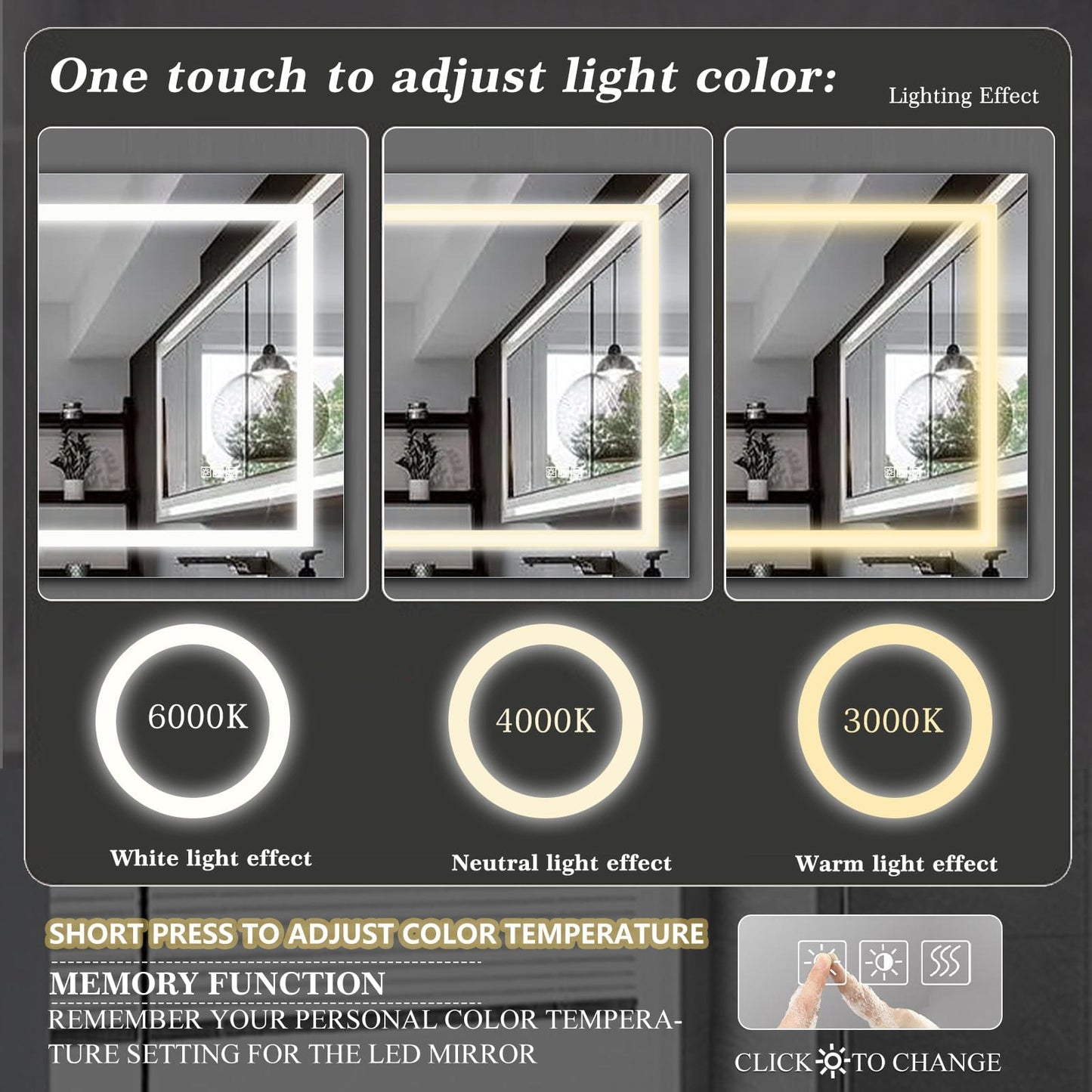 72" x 36" LED Lighted Bathroom Mirror – Anti-Fog, Dimmable, Shatterproof Vanity Mirror