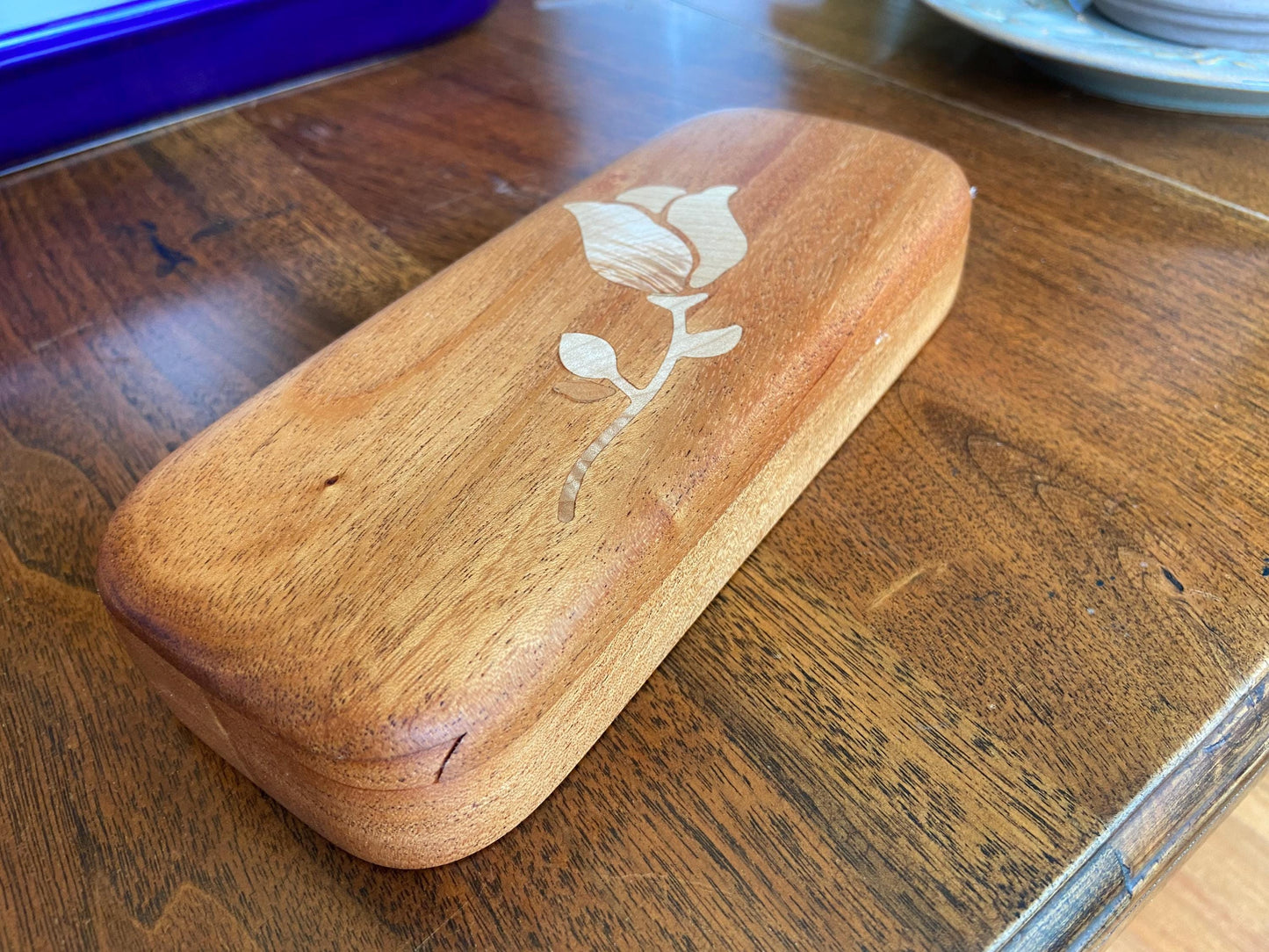 Handcrafted Keepsake Box/Wood Inlay - 8.25" x 3.25"