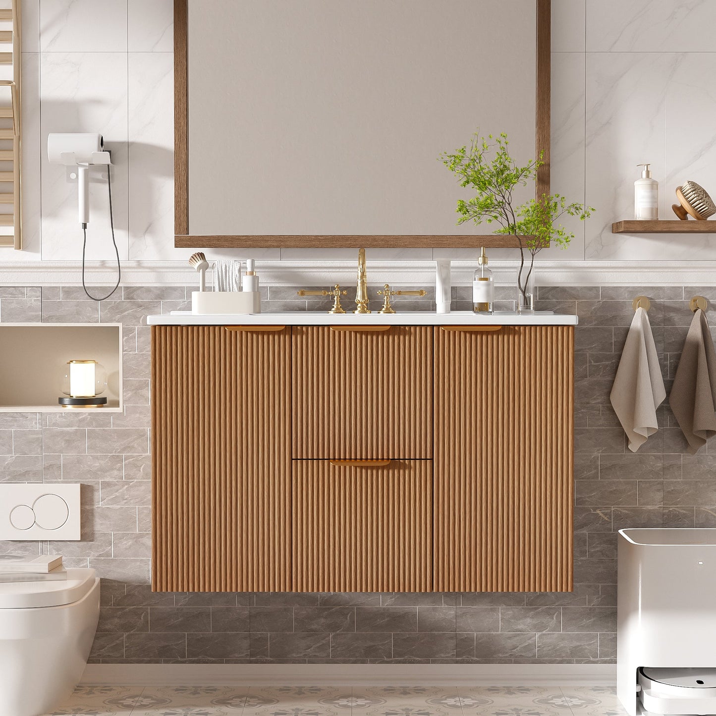 36 Inch Single Sink Bathroom Vanity with Ceramic Top