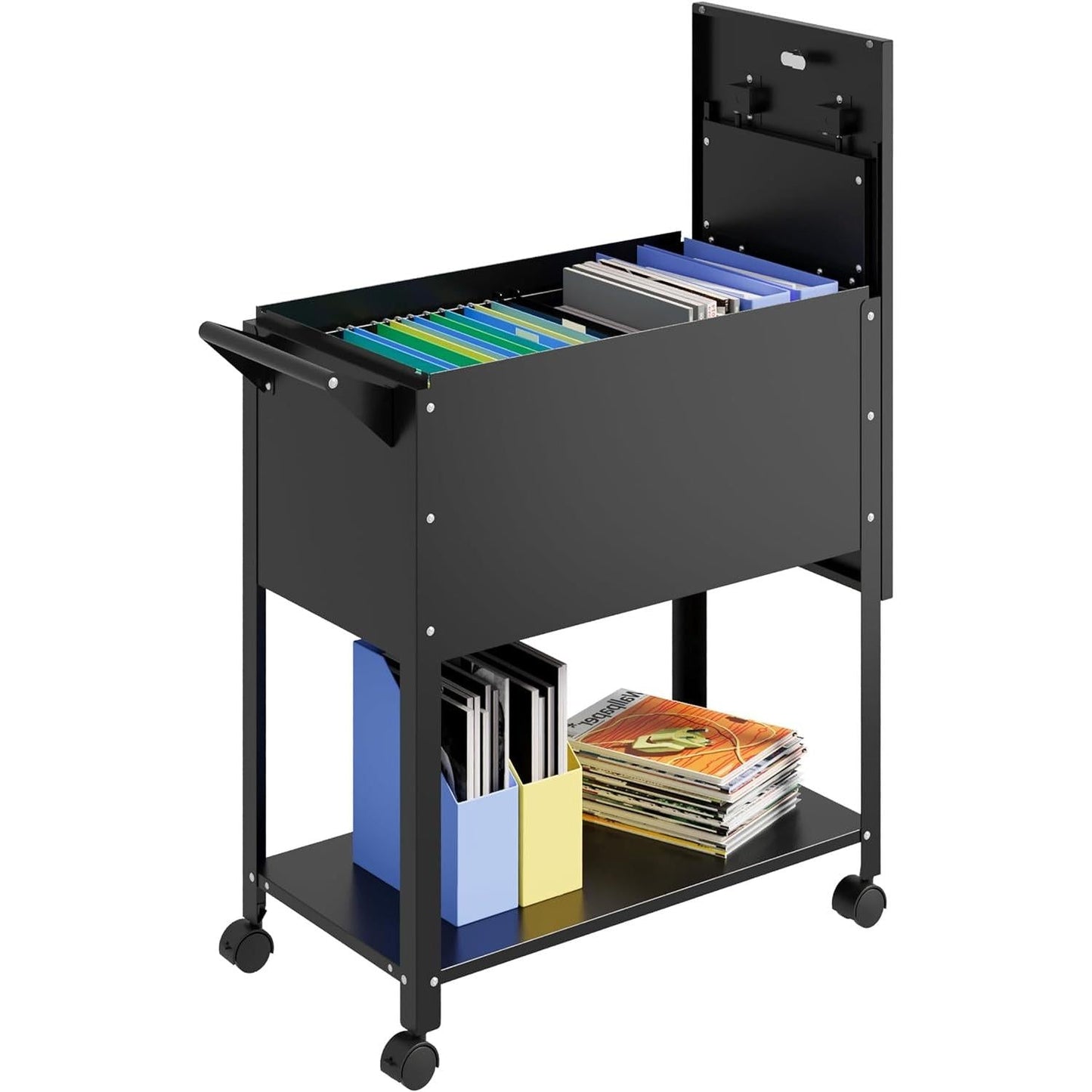 Locking Rolling File Cabinet With Hanging Folders On Wheels