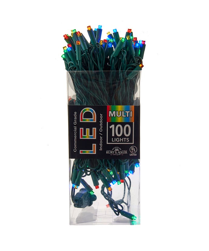 100-Light 5mm Multi-Color LED Green Wire Light Set