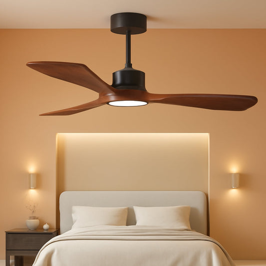52 Inch Solid Wood Ceiling Fan With Light And Remote