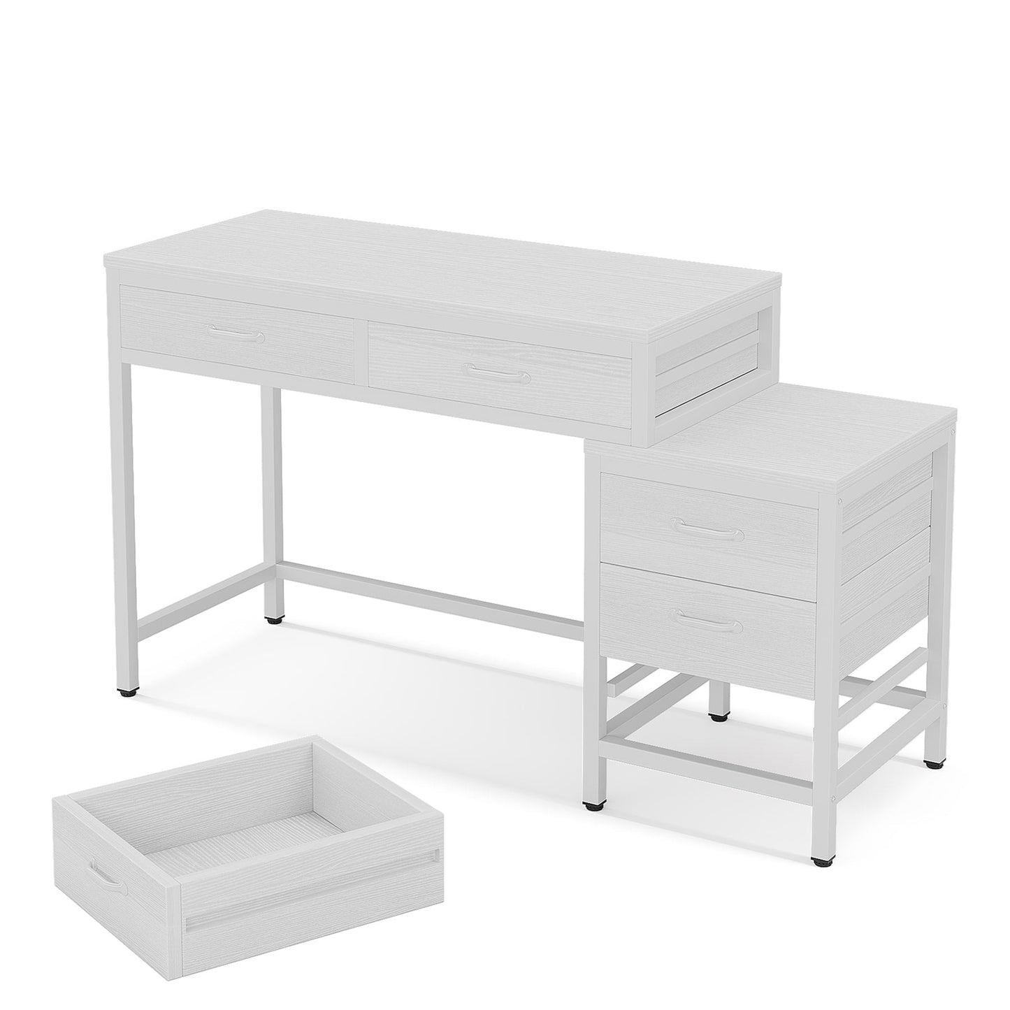 51" Reversible Computer Desk with 5 Drawers and File Cabinet