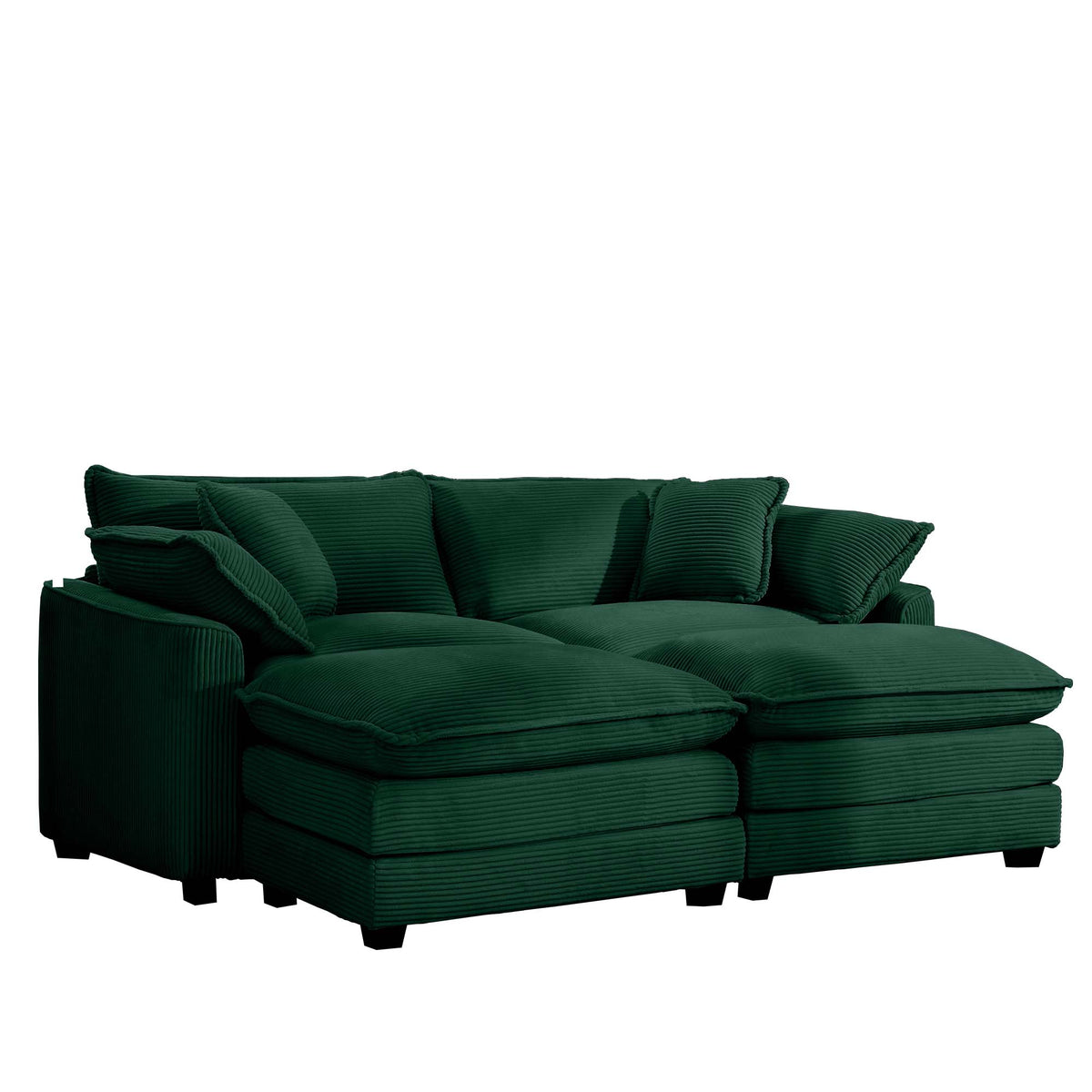 Corduroy Two-Seater Sofa with Ottoman