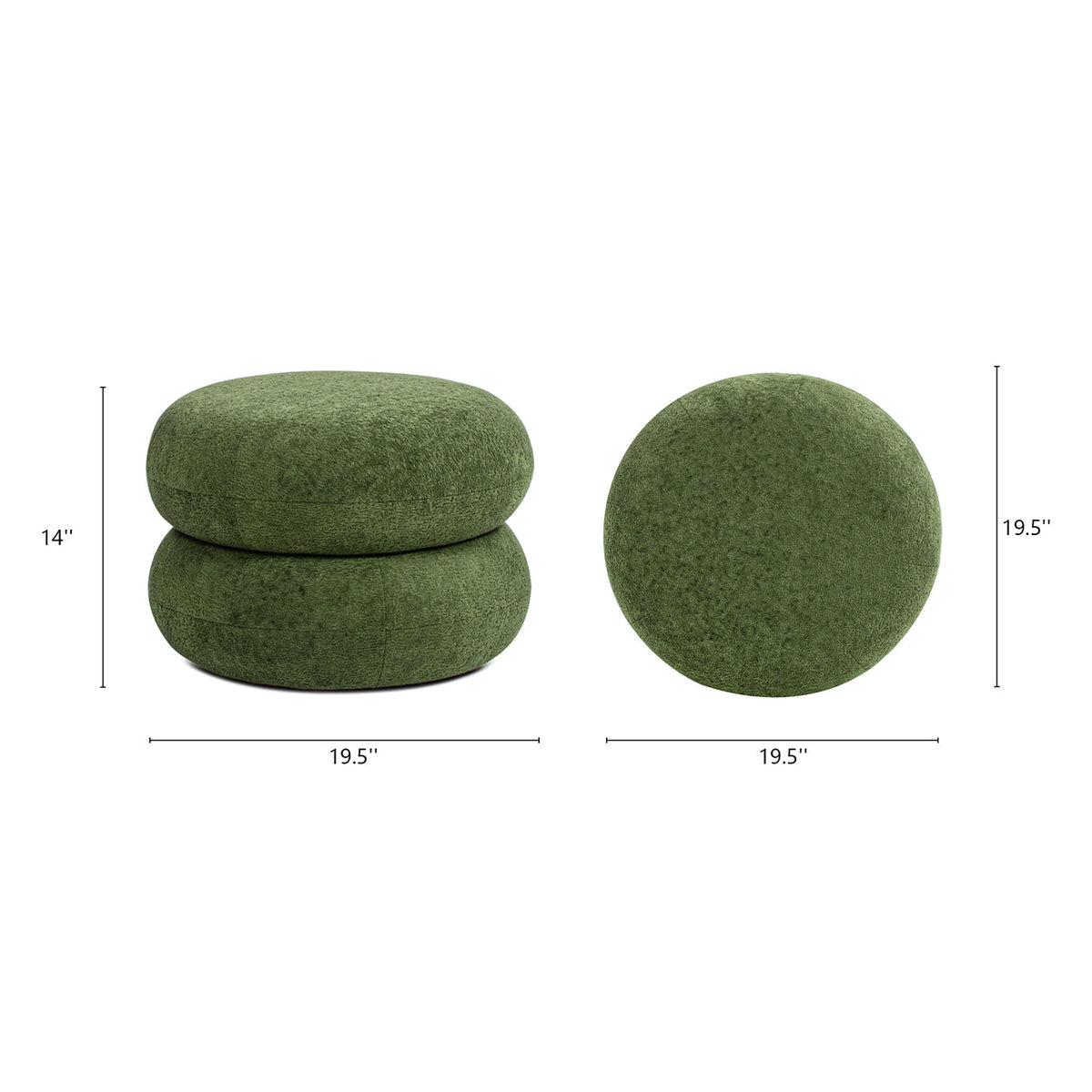 Nest 19.5" Low Round Upholstered Ottoman, Moss