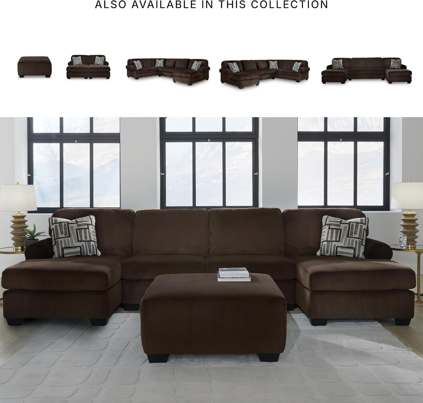 Ottoman Dark Brown Textured Stripe Statement Piece