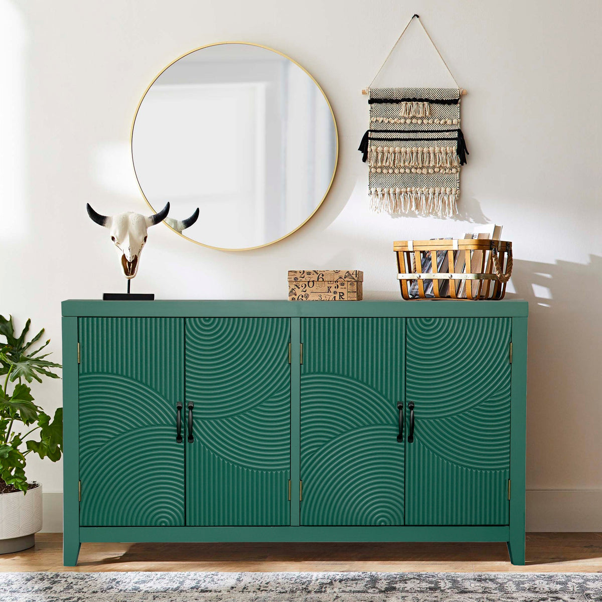 59" Green Accent Cabinet with 4 Doors