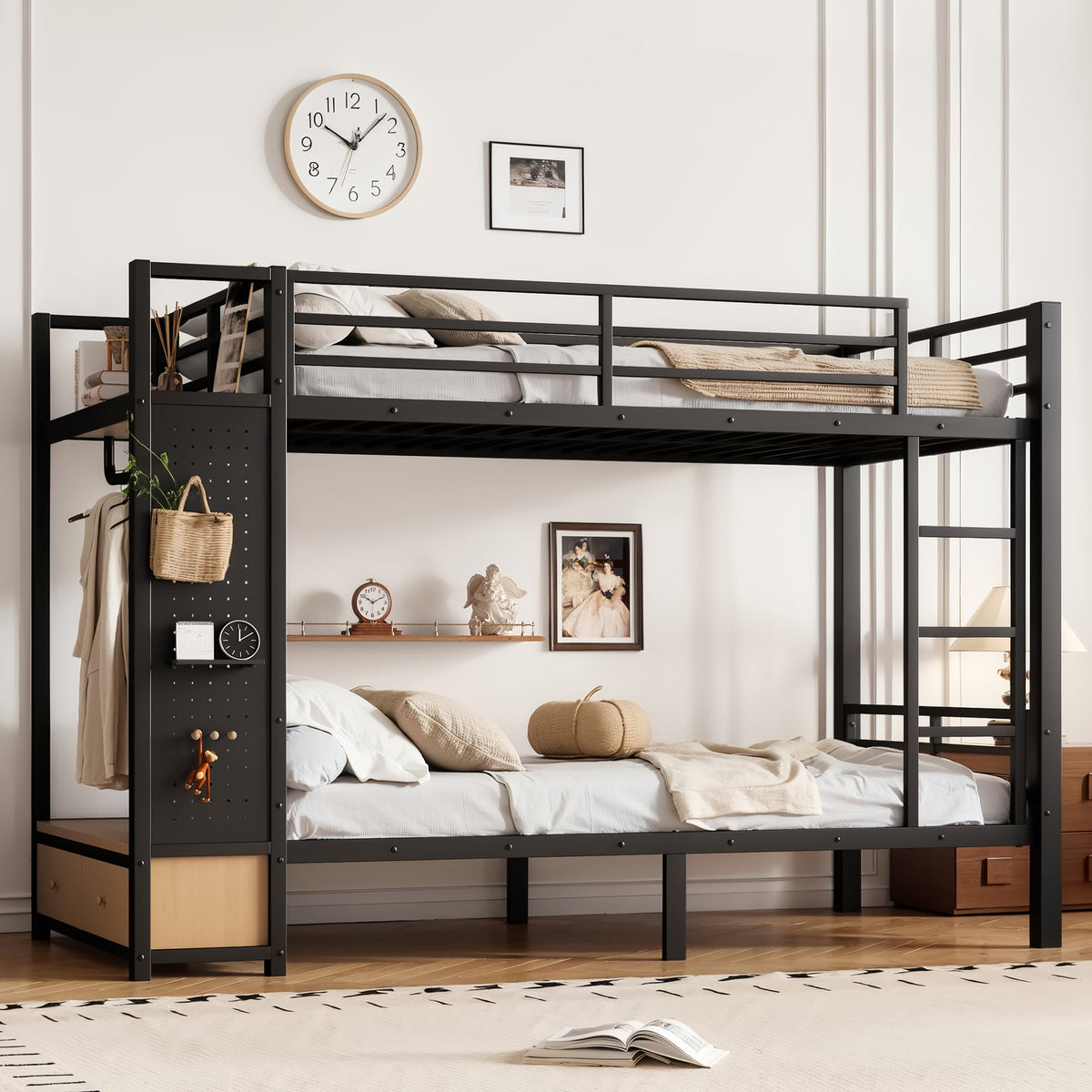 Twin XL Over Twin XL Size Metal Bunk Bed for Teens