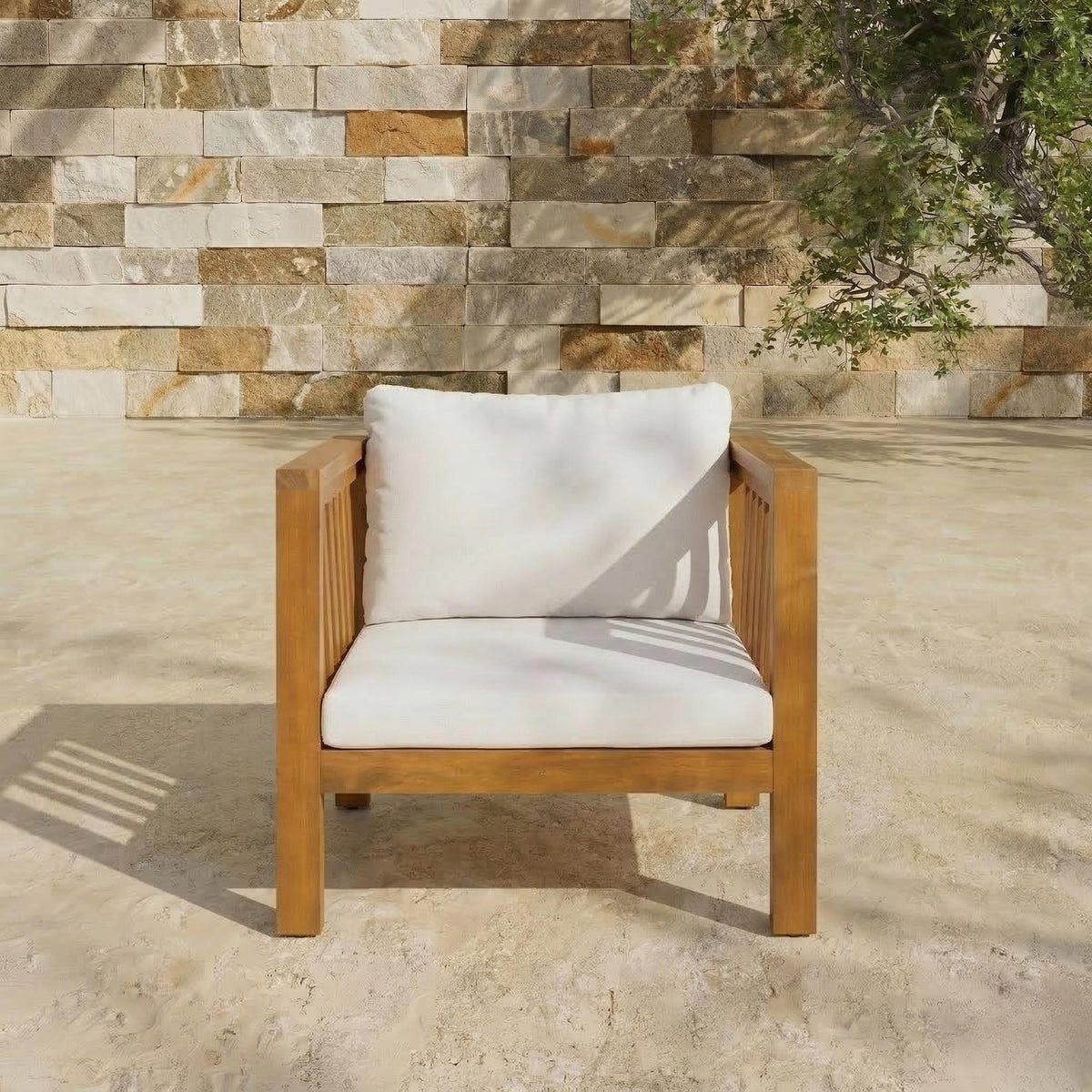 Outdoor Acacia Wood Club Chair