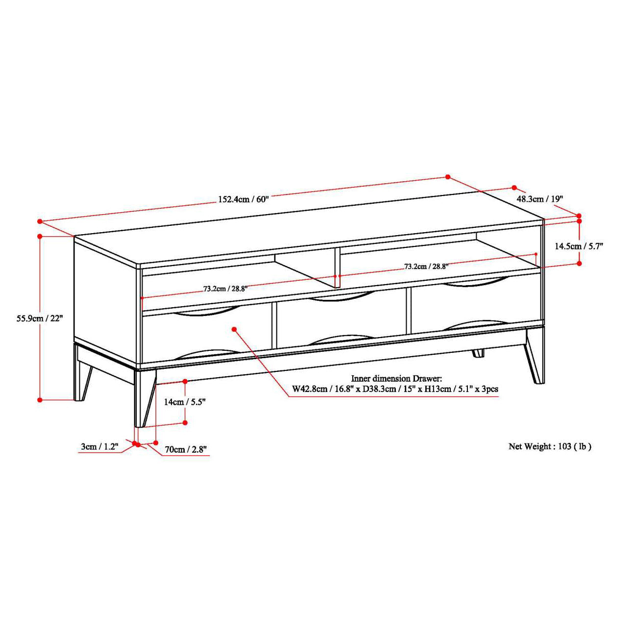 Harper - TV Media Stand - Walnut Brown