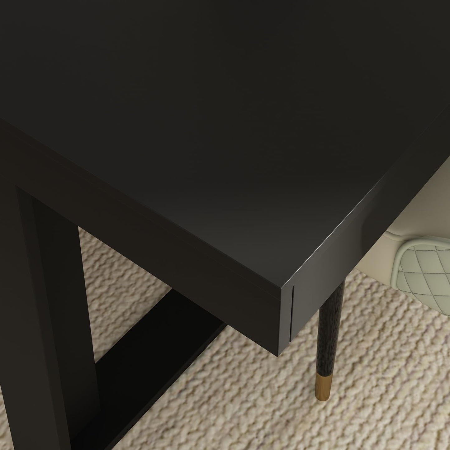 Dining Table 86.6 Inch Rectangular Wood Brown and Black Seats 8 to 10